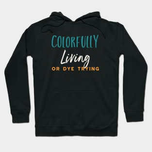 Stylist Pun Colorfully Living or Dye Trying Hoodie